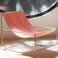 Rocking Chair in brass & linen