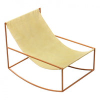 Rocking Chair in brass & linen