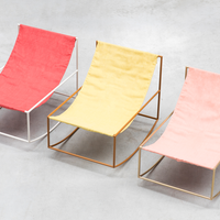 Rocking Chair in brass & linen