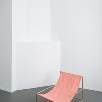 Rocking Chair in brass & linen