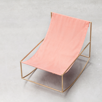 Rocking Chair in brass & linen