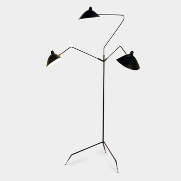 Floor lamp with 3 pivoting arms