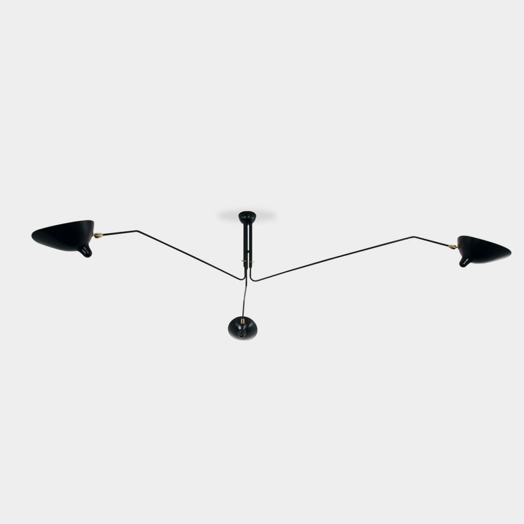 Ceiling light with 3 pivoting arms