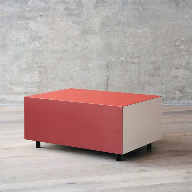 Rectangular block coffee table with drawer