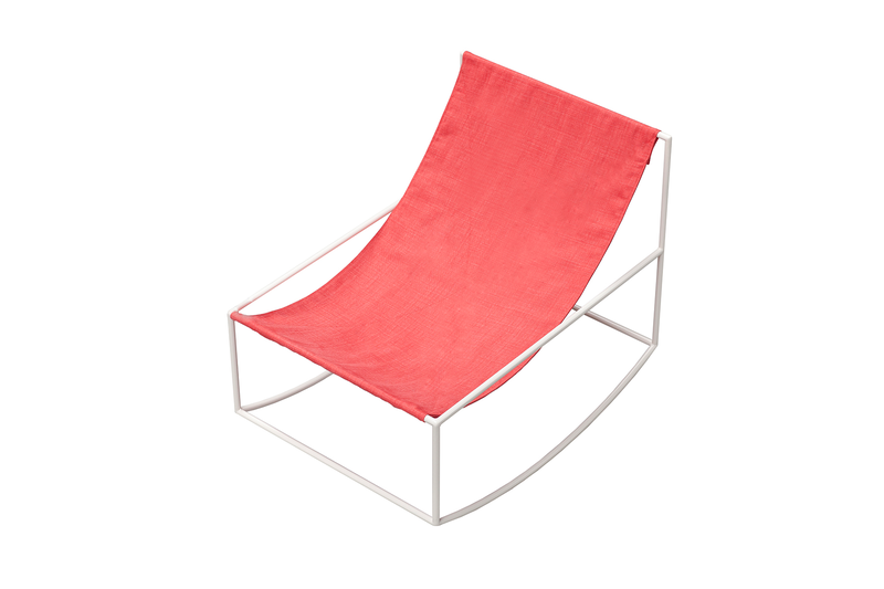 Steel & Linen Rocking Chair Red